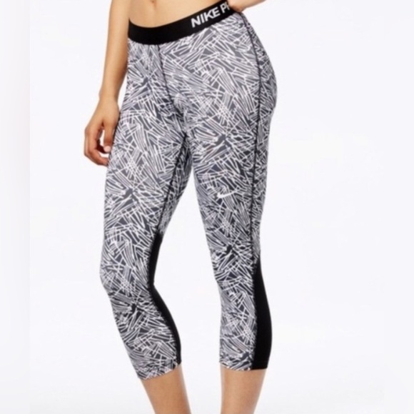 Nike Pro Dri Fit Palm Print Leggings Capris Abstract Vintage Y2K Size M - Picture 1 of 13